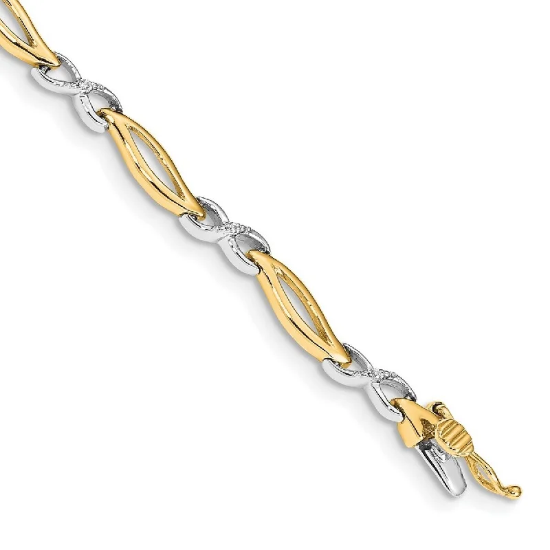 Thick chain bangles-Curata 14k Two tone Diamond Infinity 7.5inch Link Bracelet