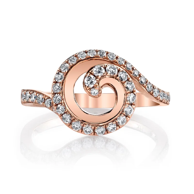 Wide geometric engagement rings-14K Rose Gold 0.52ct. Swirling Diamond Fashion Ring