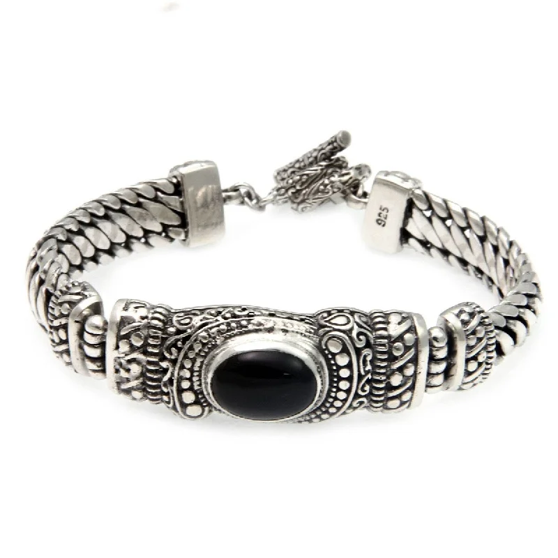 Crystal-twisted bangles-NOVICA Royal Bali, Men's onyx bracelet