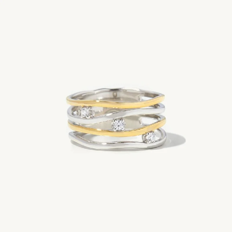 Layered band engagement rings-Concetta Gemstone Ring