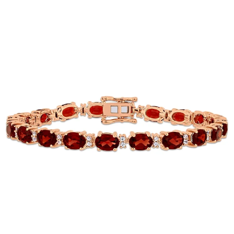 Tiny dot bangles-Miadora Rose Plated Sterling Silver 19 5/8ct TGW Garnet White Sapphire Tennis Bracelet