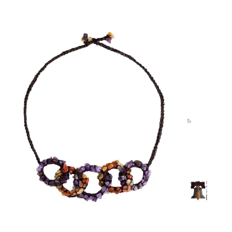 Cedar wood necklaces-Amethyst Carnelian 'Chain Reaction' Necklace