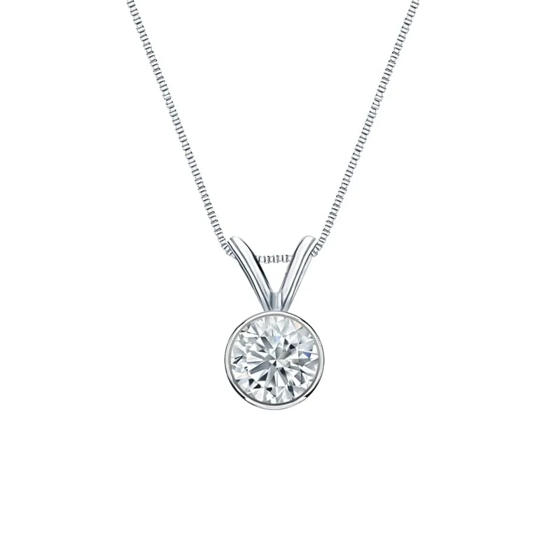 Thin filigree necklaces-Auriya 14-karat Gold 0.45ctw Round Solitaire Lab Grown Diamond Necklace Bezel (F-G VS) - 0.45