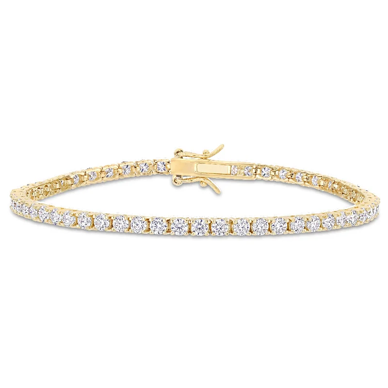 Fine bead bangles-Miadora 5 5/8ct TGW Created Moissanite Tennis Bracelet in Yellow Plated Sterling Silver