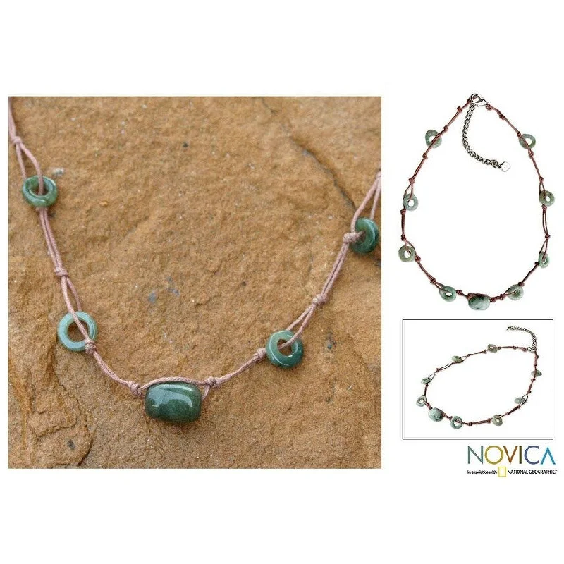 Zodiac charm necklaces-Handmade Stainless Steel 'Harmonious Life' Jade Necklace (Thailand)