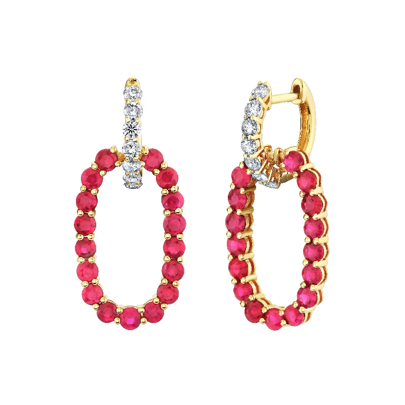 Petal hoop earrings-Ruby Oval Drop Earrings