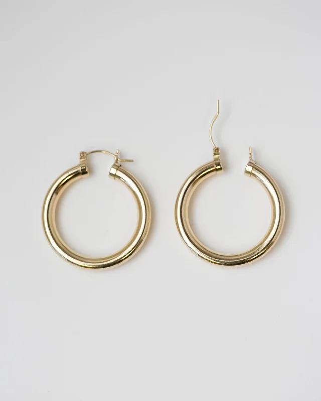 Thin threader earrings-Chunky Hoops