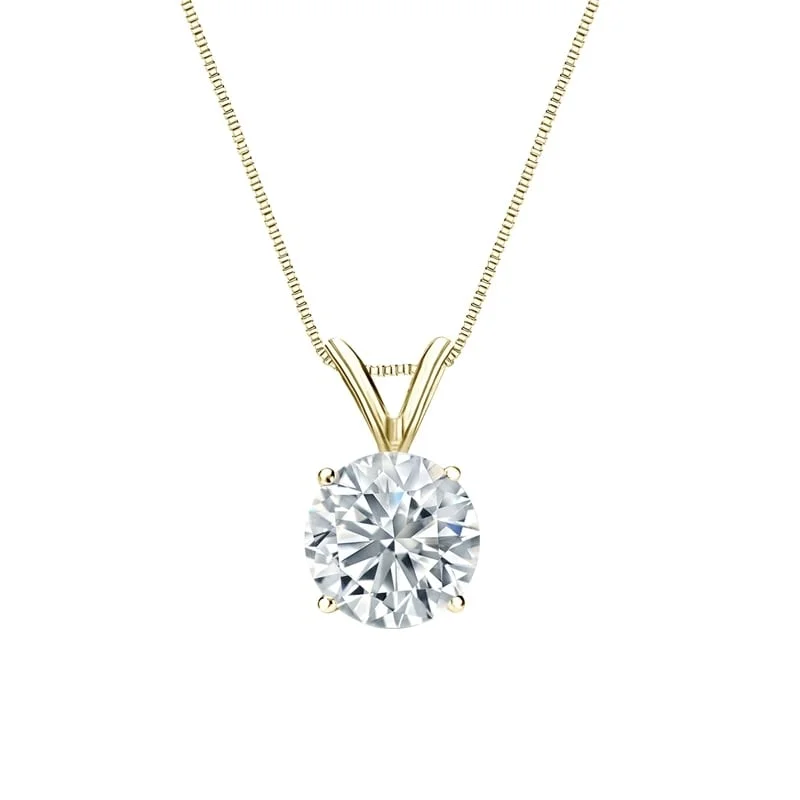 Retro deco necklaces-Auriya 14-karat Gold 1.75ctw Round Solitaire Lab Grown Diamond Necklace 4-Prong Basket (F-G VS) - 1.75