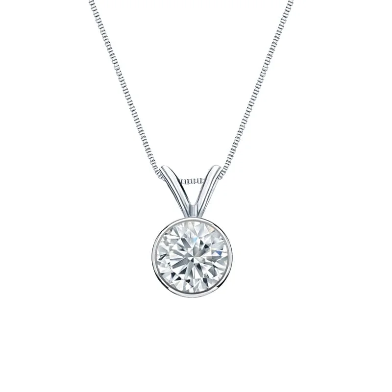 Ripple pattern necklaces-Auriya 14-karat Gold 1.00ctw Round Solitaire Lab Grown Diamond Necklace Bezel (H-I VS) - 1