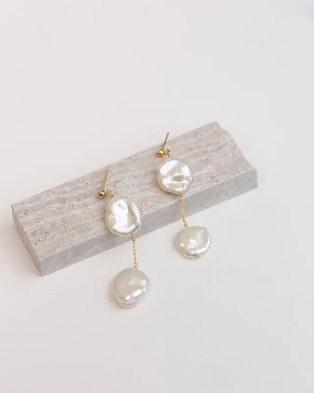 Silk cord earrings-Organic Pearl Drop Earrings