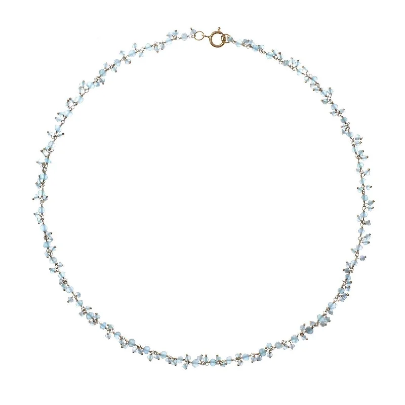 Neat-line necklaces-NOVICA Arctic Dream, Gold accented apatite charm necklace