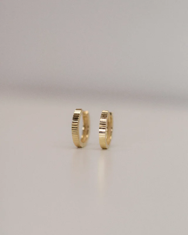 Trekker braid earrings-14K Gold Fluted Cut Huggies