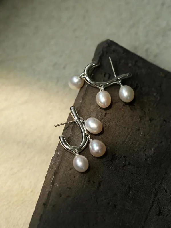 Smooth stud earrings-Small Grape Natural Pearl Drop Earrings