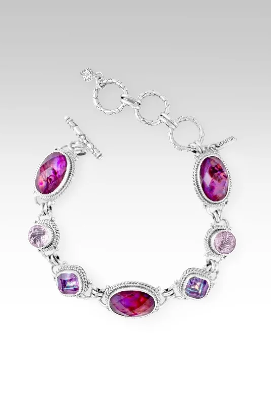 Radiant star bangles-Journey to Wholeness Bracelet II™ in Pink Purple Abalone & Quartz Triplet