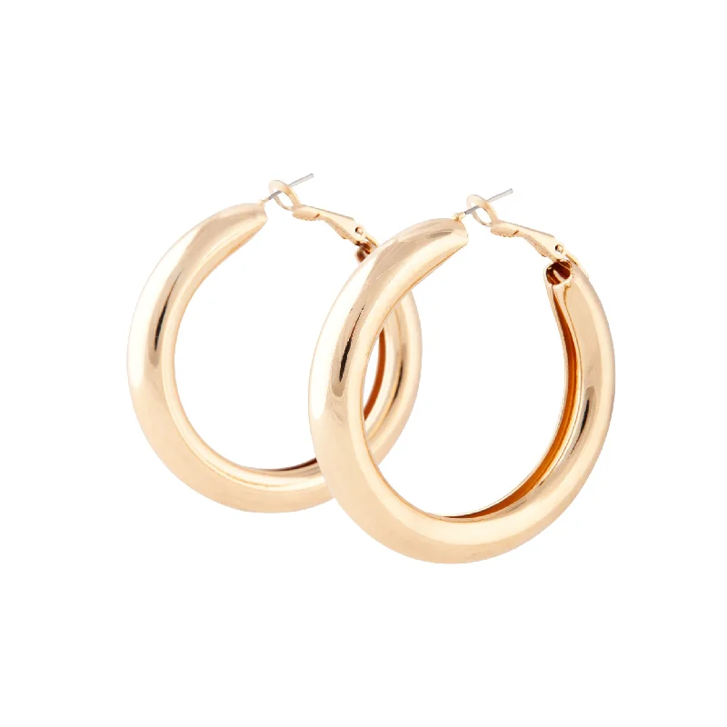 Solid ring earrings-Gold Chunky Hoop Earrings