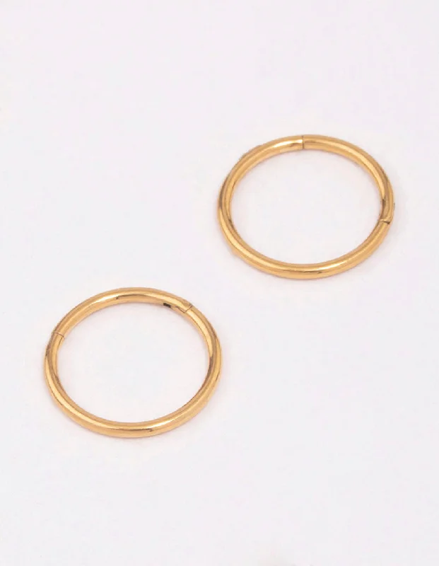 Aged bronze earrings-Gold Plated Titanium Sleeper Earrings 8mm