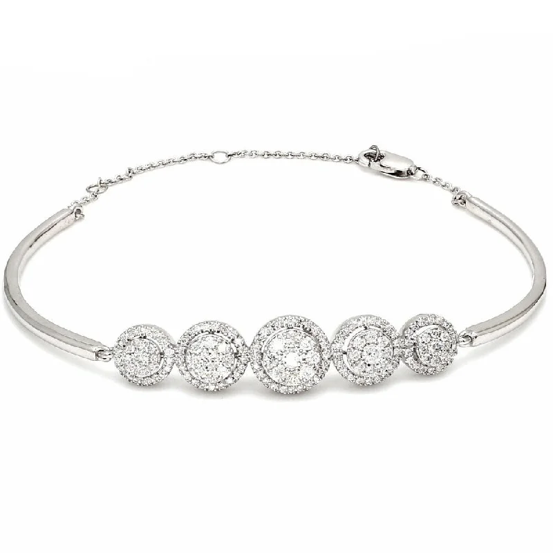 Astro theme bangles-Pompeii3 10k White Gold .86 ct TDW Halo Diamond Bangle Bracelet Womens