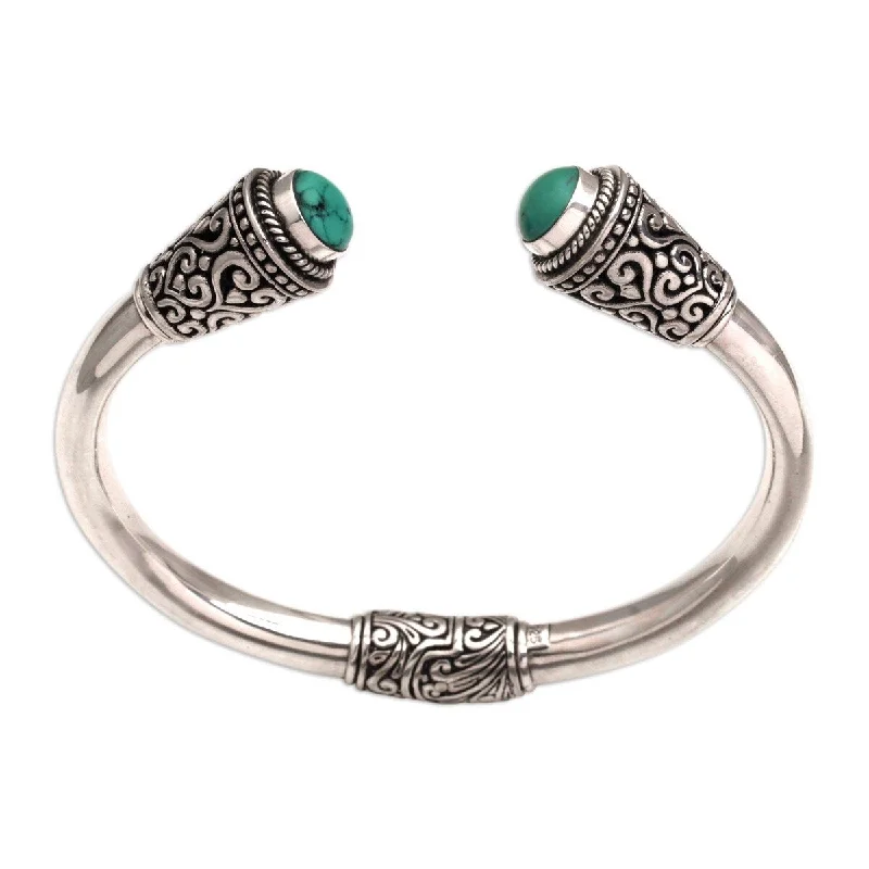 Tiny stack bangles-NOVICA Petal Temple, Turquoise cuff bracelet