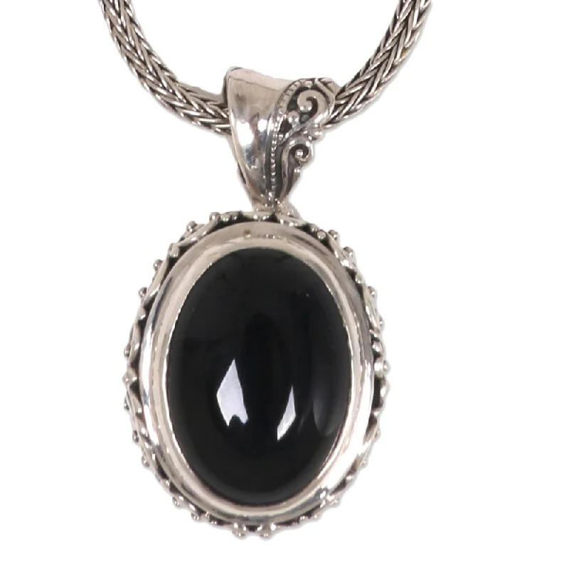 Galaxy charm necklaces-NOVICA Handmade Onyx Pendant Necklace, 'Darkest Night' (Indonesia) - 7'6" x 9'6"