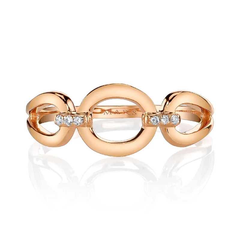 Vibrant enamel engagement rings-14K Rose Gold 0.03ct. Diamond Open Bubble Link Fashion Ring