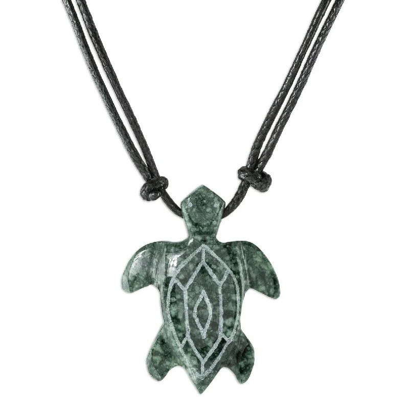 Vivid druzy necklaces-NOVICA Marine Turtle, Jade pendant necklace