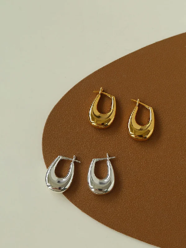 Deco style earrings-U-Shaped Minimalist Hoops Earrings