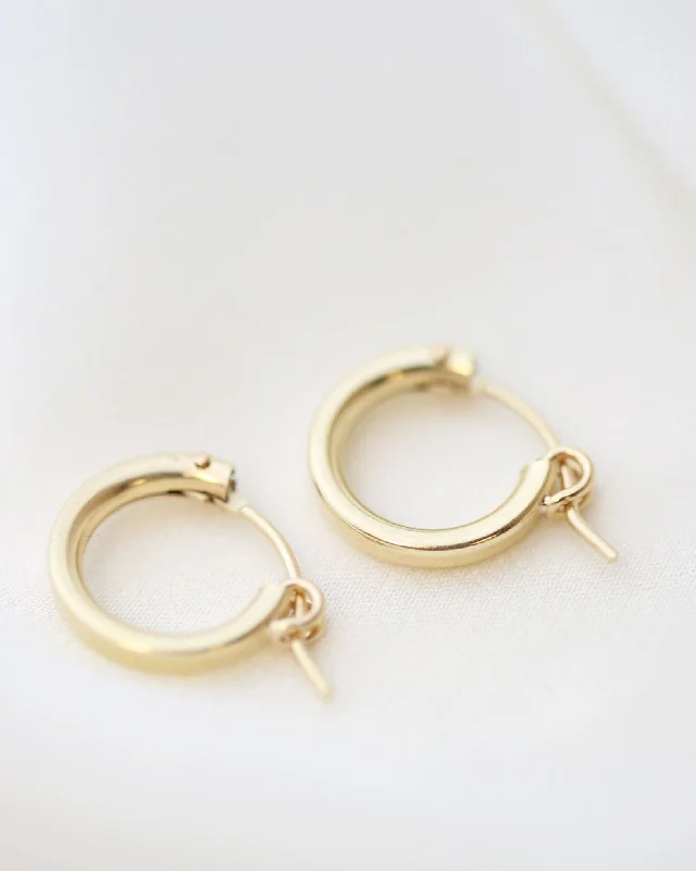 Rough texture earrings-14K Mini Hoop Earrings