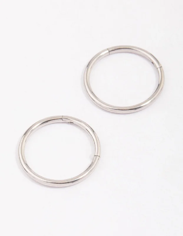 Sleek drop earrings-Surgical Steel Sleeper Hoop Earrings 12mm