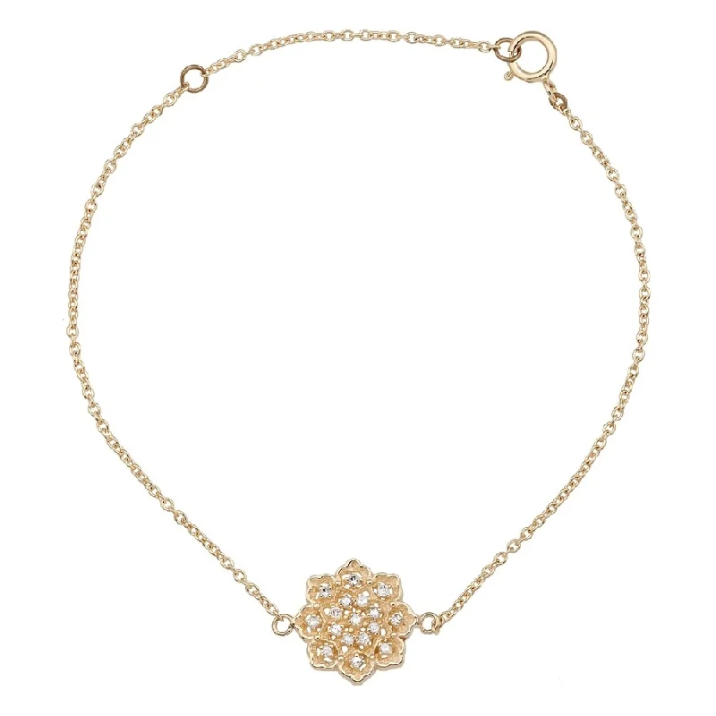 Swirl shape bangles-Viducci 10k Yellow Gold Floral Style Diamond Pendant Bracelet