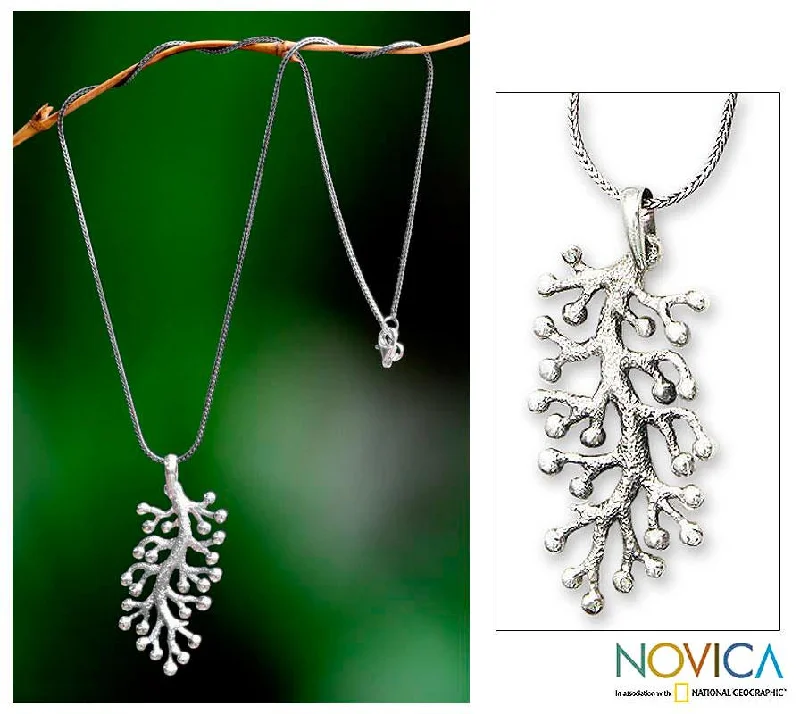 Smooth pendant necklaces-NOVICA Handmade Sterling Silver 'Coral Frost' Necklace (Indonesia) - 7'6" x 9'6"