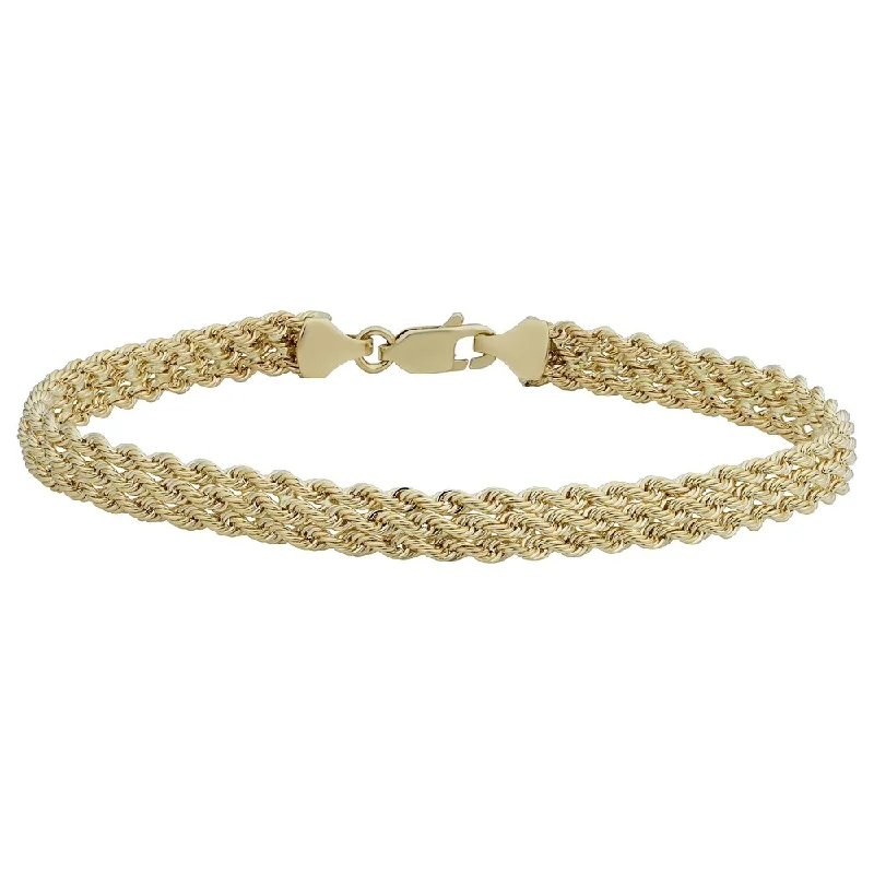 Old cameo bangles-Fremada 14k Yellow Gold Triple Row Semi-solid Rope Bracelet (7.5 inches)