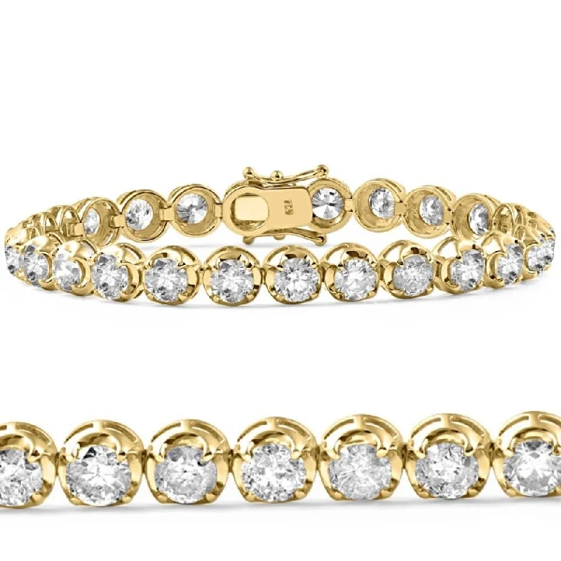 Woven cord bangles-14 1/2 Ct Diamond Tennis Bracelet Yellow Gold 7" Double Locking Clasp