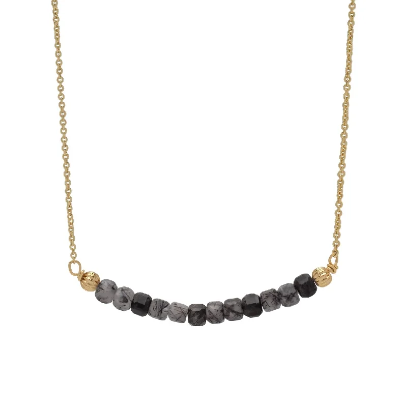 Aged pendant necklaces-Victoria Townsend Gold Plated Black Marble Crystal Barcode Necklace