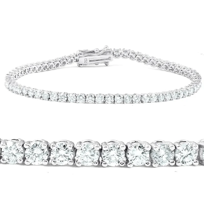 Rustic lock bangles-4.28 Ct Diamond Tennis Bracelet 14k White Gold 7"