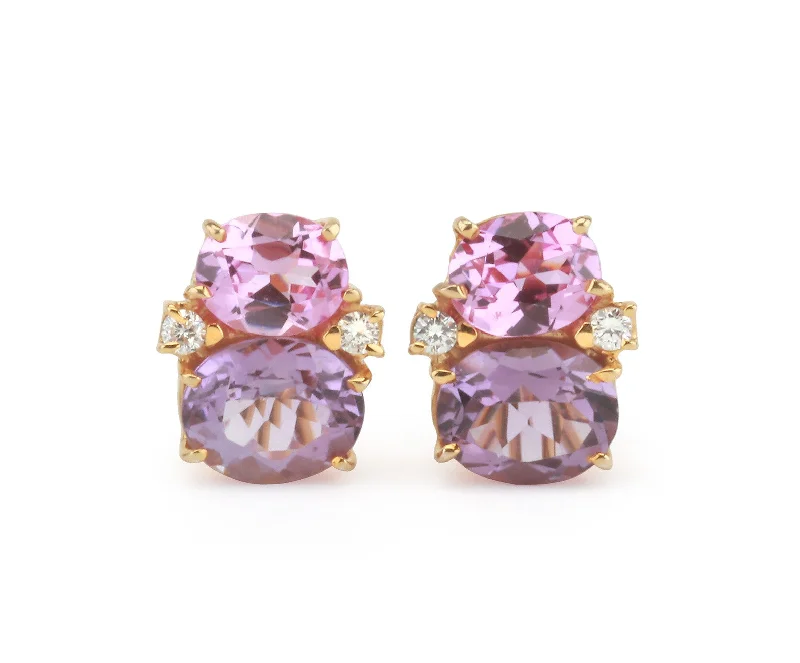 Two-tone earrings-Medium GUM DROP™ Earrings with Pink Topaz and Amethyst and Diamonds