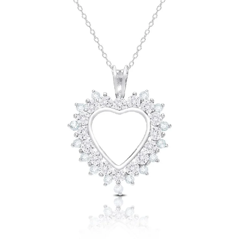 Lily flower necklaces-Dolce Giavonna Sterling Silver Blue and White Topaz Heart Necklace