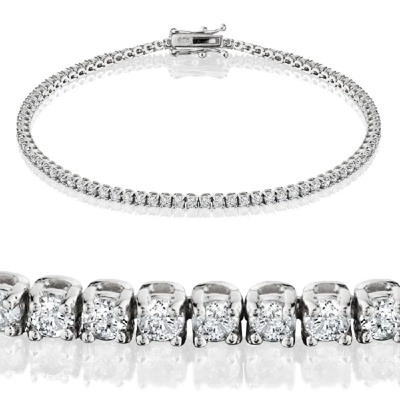 Bead rim bangles-2ct Lab Created Diamond Tennis Bracelet 14K White Gold 7"