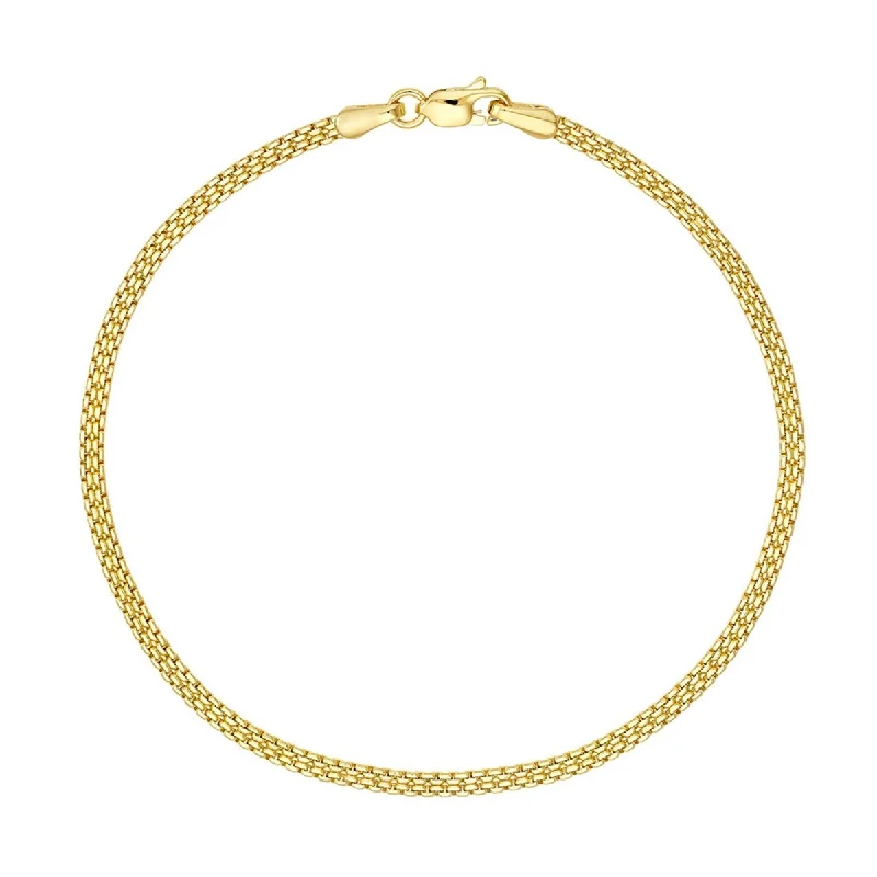 Braided thread bangles-Marquee Jewels 14K Solid Yellow Gold Double Curb Box Bismark Bracelet