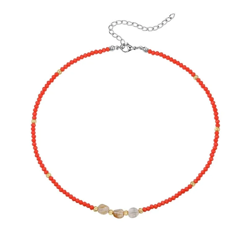 Surf wave necklaces-Victoria Townsend Silver Plated 3 Stone & Orange Bead Necklace