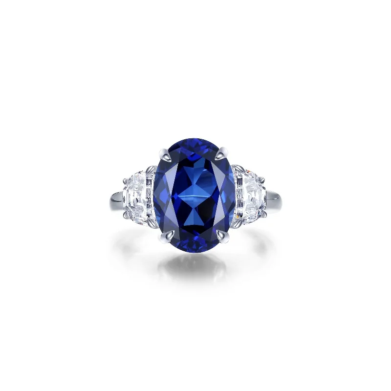 Sculptural engagement rings-Lafonn Simulated Diamond & Fancy Lab Grown Sapphire Three Stone Ring SYR024SP