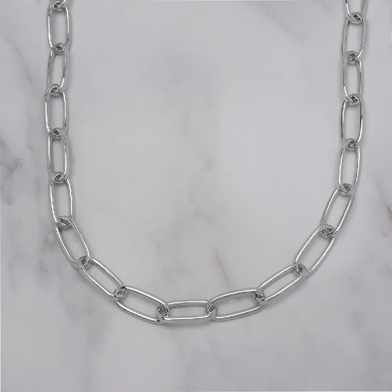 Neat-line necklaces-Victoria Townsend Silver Plated Thick Paperclip Link Chain Necklace