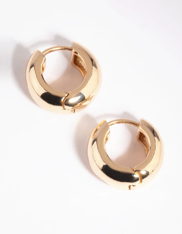 Bold cuff earrings-Gold Chunky Huggie Hoop Earrings