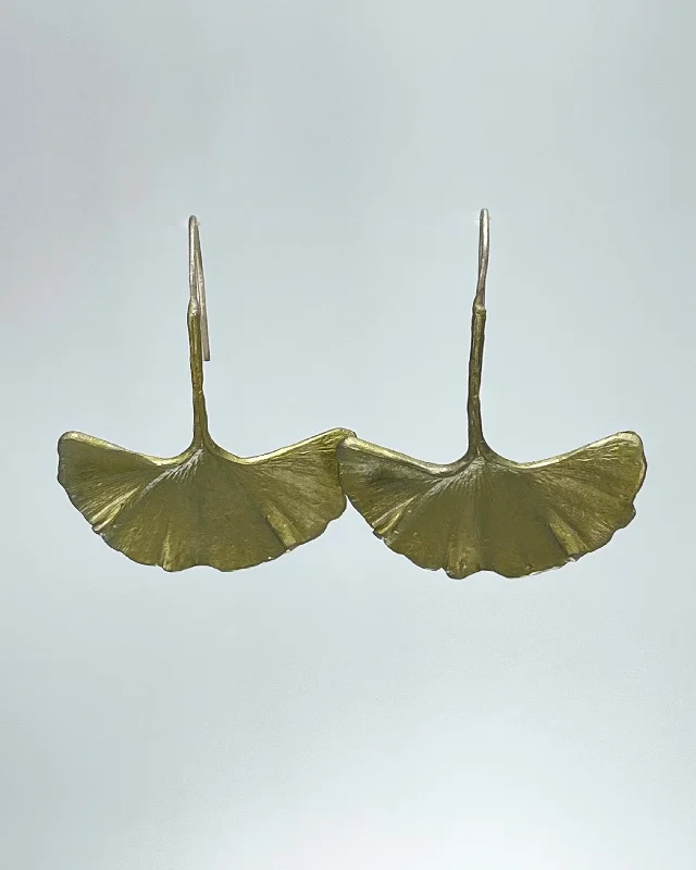 Bamboo style earrings-Gingko Large Earrings