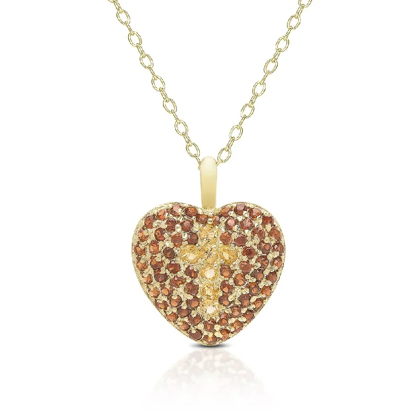 Crystal-twisted necklaces-Dolce Giavonna Gold Over Sterling Silver Gemstone Heart Necklace With Cross