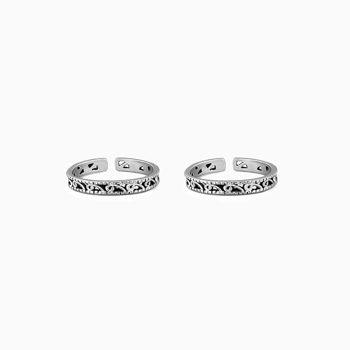 Dual-tone engagement rings-Oxidised Silver Grace Toe Ring