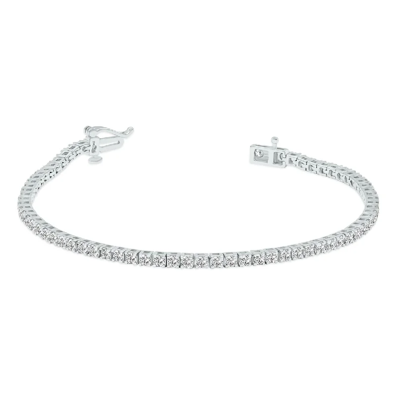 Curved art bangles-Marquee 3 Carat TW Lab Grown Diamond Tennis Bracelet in 14K White Gold