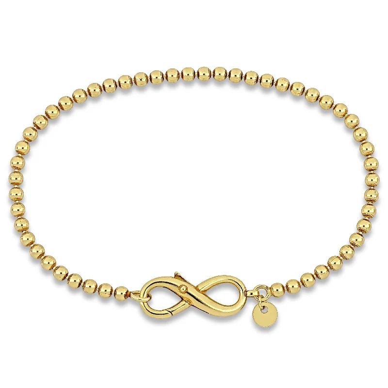 Tide pattern bangles-Miadora Ball link Bracelet with Infinity Clasp in Yellow Sterling Silver