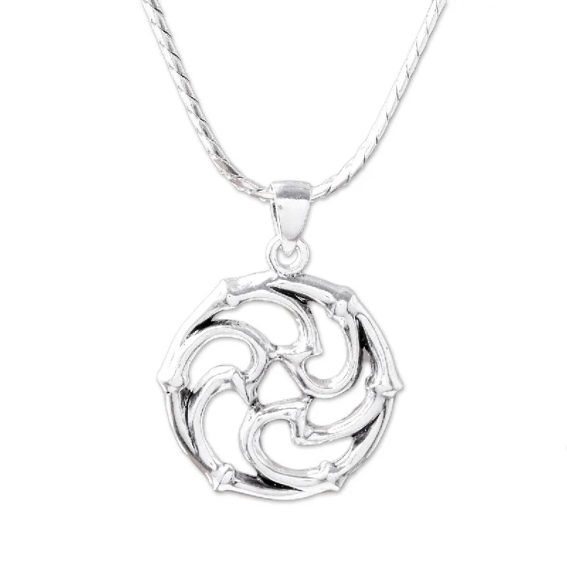 Regal diamond necklaces-NOVICA Spiral Wheel, Sterling silver pendant necklace