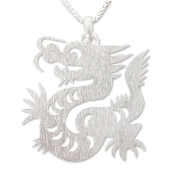 Braided cord necklaces-Handmade Sterling Silver 'Chinese Zodiac Dragon' Necklace (Thailand)