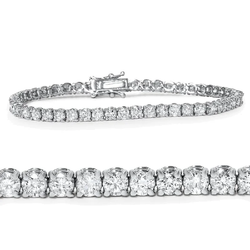 Wide geometric bangles-Pompeii3 14k White Gold 5ct TDW 7-inch Diamond Tennis Bracelet